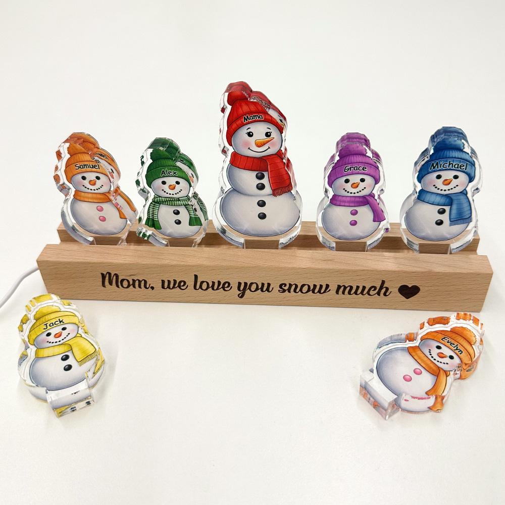 50%OFF✨Custom Mom's Single Snowman&Name 3D 15mm Thick Crystal Acrylic Light☃️