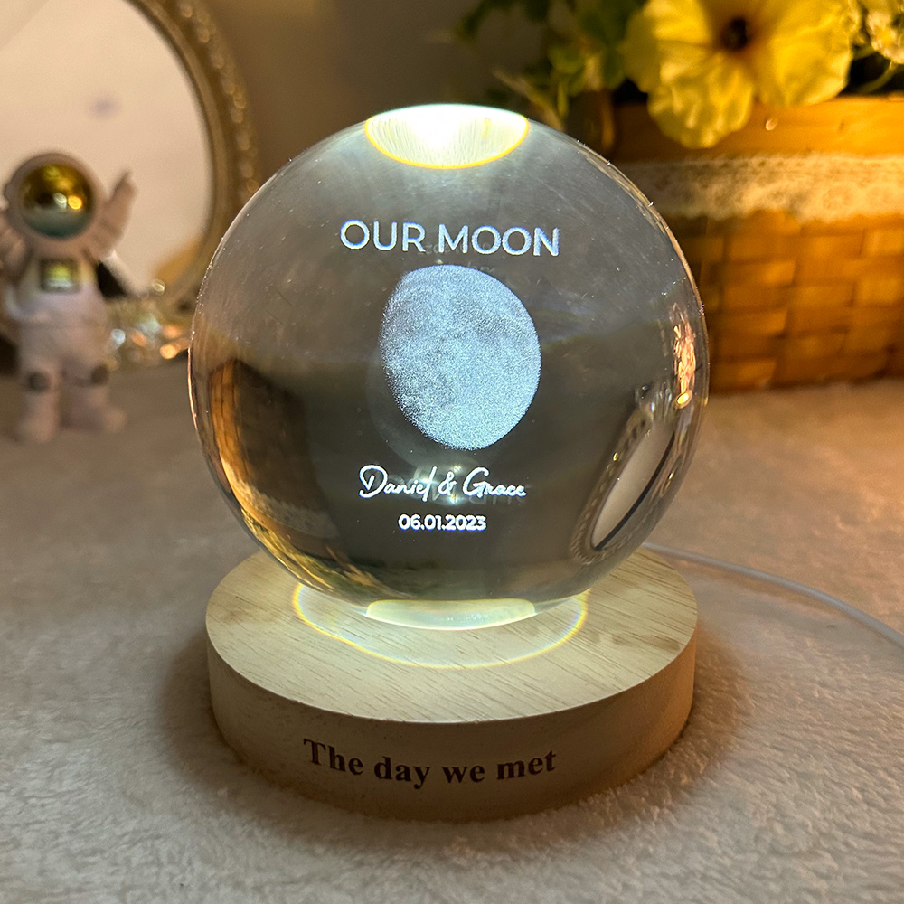 50% off🌕Our Moon Custom Real Moon Phase Crystal Ball LED Night Light
