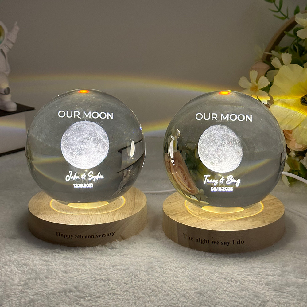 50% off🌕Our Moon Custom Real Moon Phase Crystal Ball LED Night Light