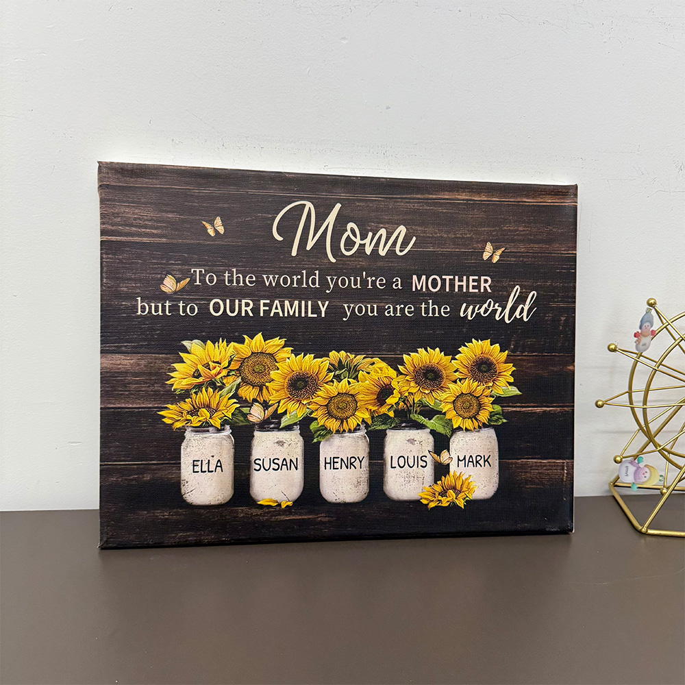 My Greatest Blessings Call Me Mom Sunflower Mom Sign With Kid Names Personalized Canvas Gift