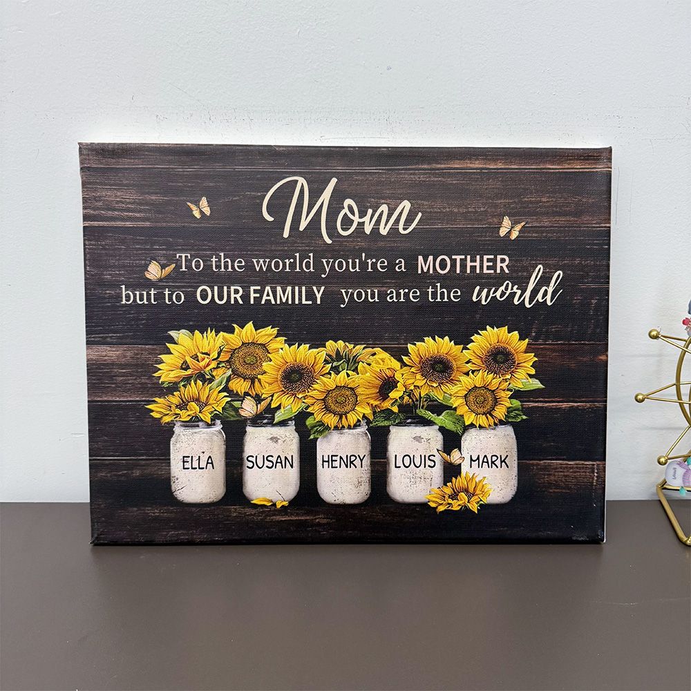 My Greatest Blessings Call Me Mom Sunflower Mom Sign With Kid Names Personalized Canvas Gift