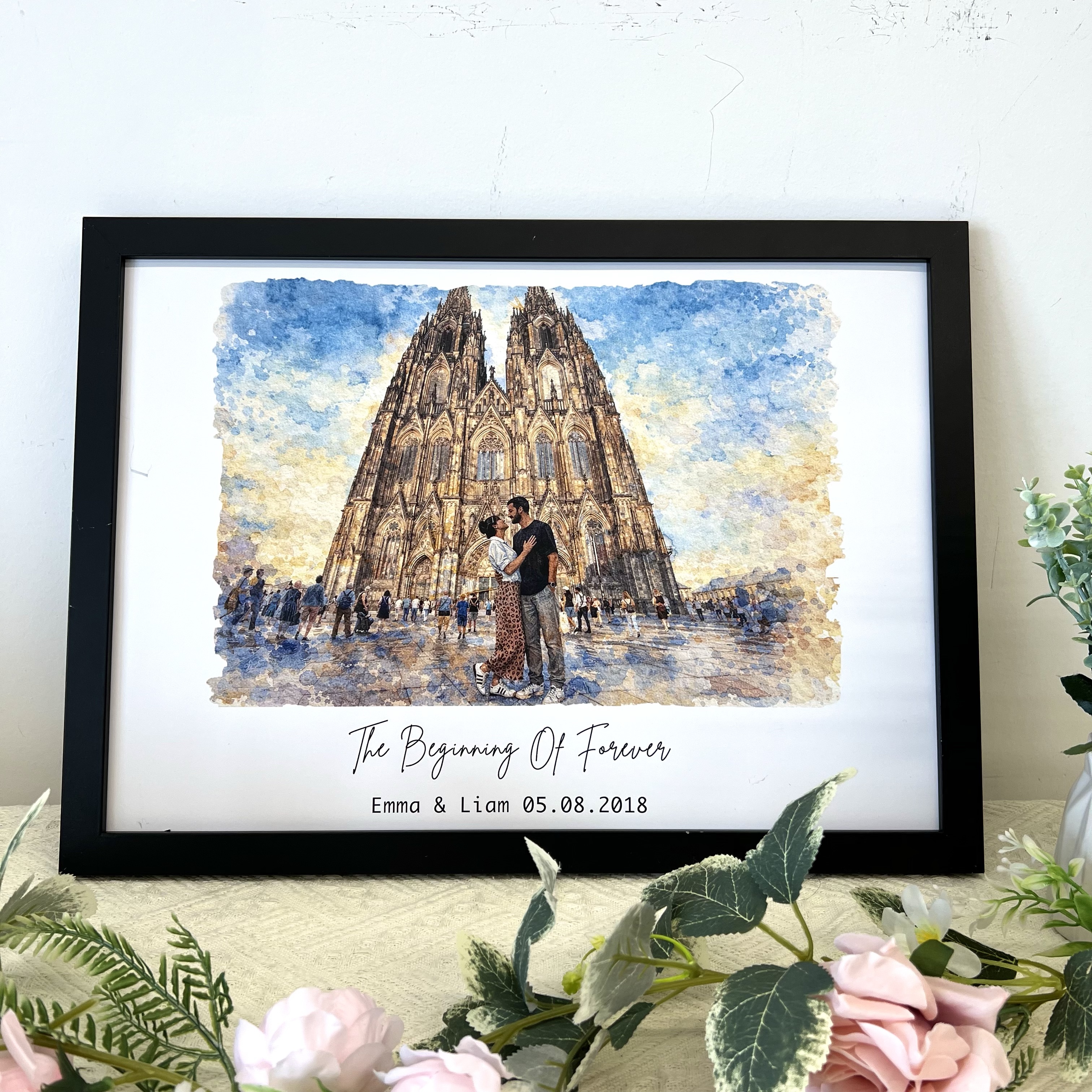 Where Our Story Began❤️ – Personalized Watercolor Photo Frame
