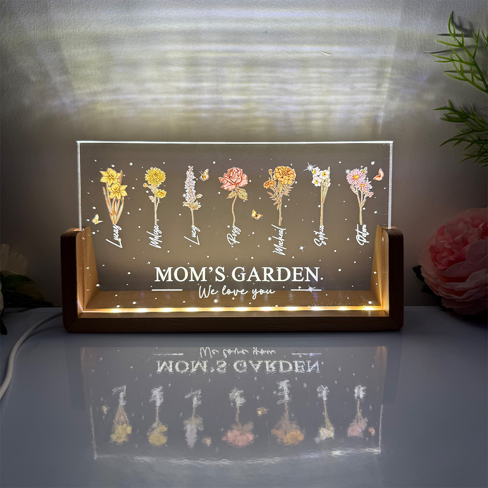 50%OFF⭐️Custom Birth Month Flower & Names LED Night Light For MOM