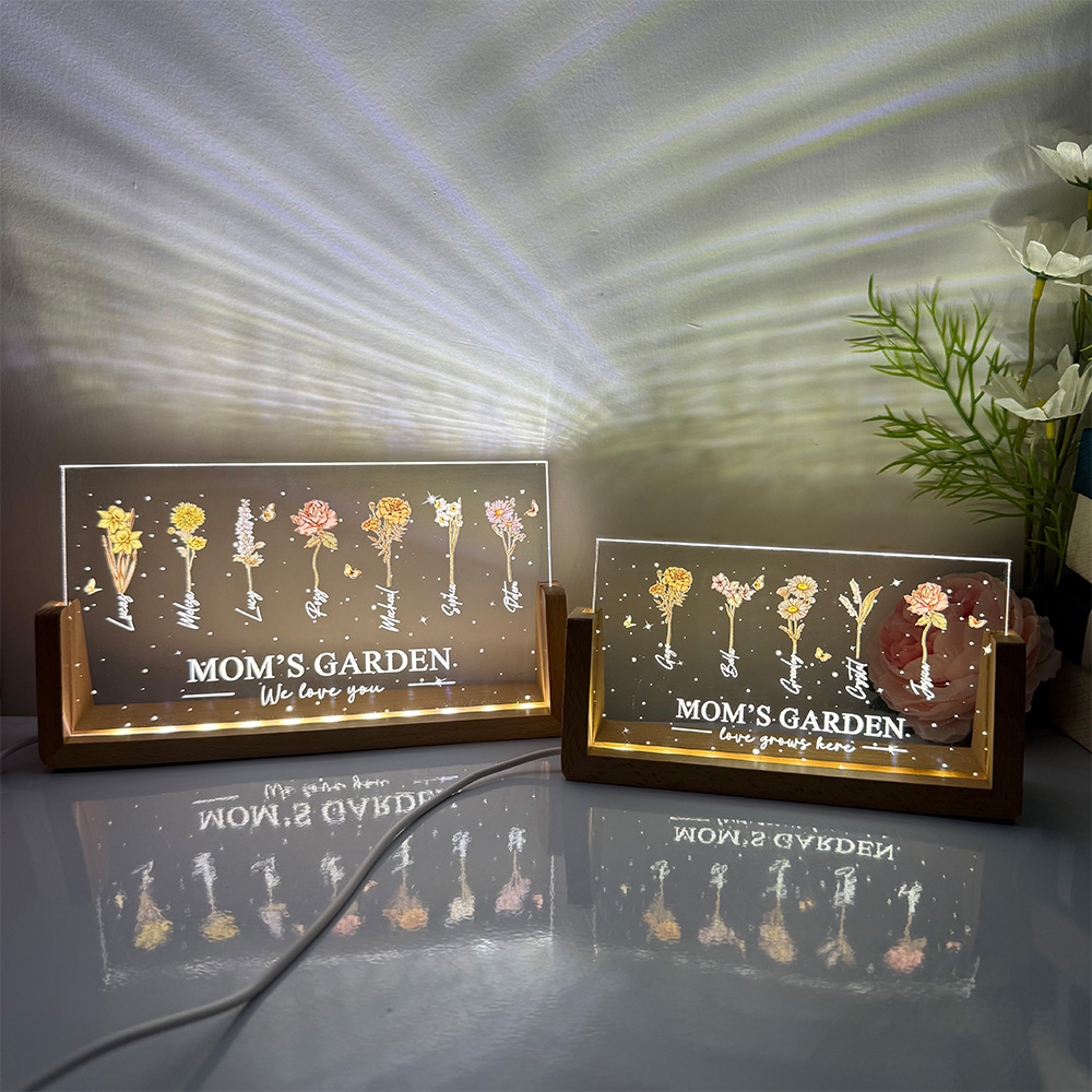 50%OFF⭐️Custom Birth Month Flower & Names LED Night Light For MOM