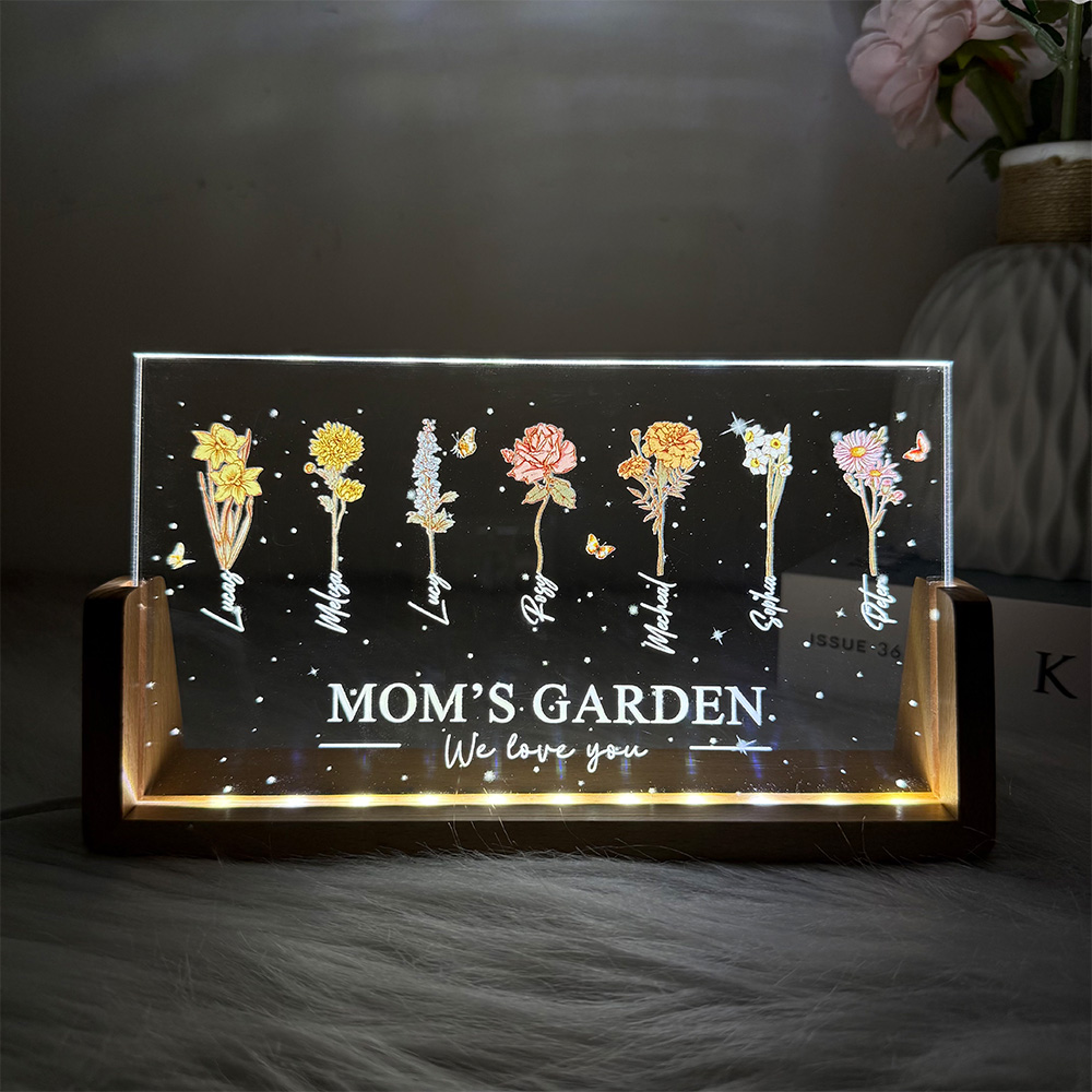 50%OFF⭐️Custom Birth Month Flower & Names LED Night Light For MOM