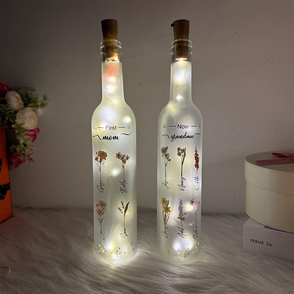 50%OFF⭐️First Mom Now Grandma Personalized Birth Month Flower Bottle Lamp