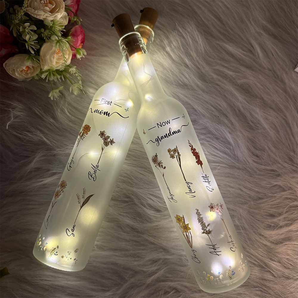 50%OFF⭐️First Mom Now Grandma Personalized Birth Month Flower Bottle Lamp