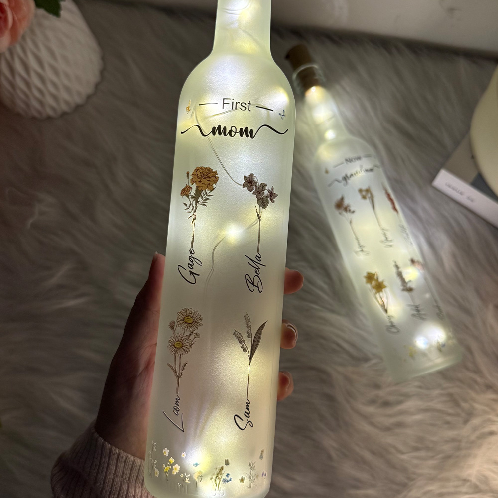 50%OFF⭐️First Mom Now Grandma Personalized Birth Month Flower Bottle Lamp