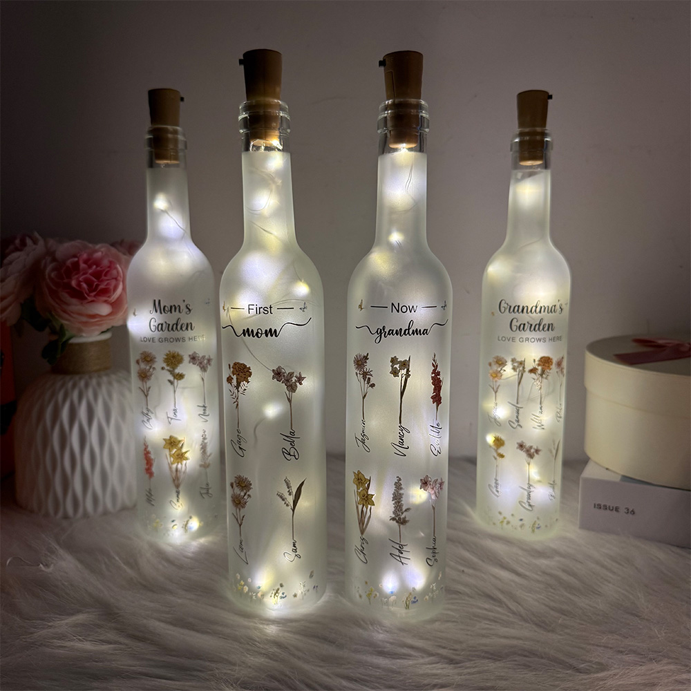 50%OFF⭐️First Mom Now Grandma Personalized Birth Month Flower Bottle Lamp