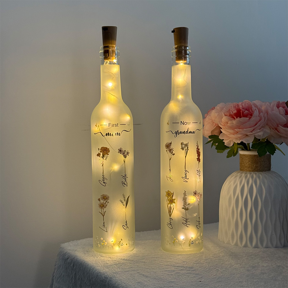50%OFF⭐️First Mom Now Grandma Personalized Birth Month Flower Bottle Lamp
