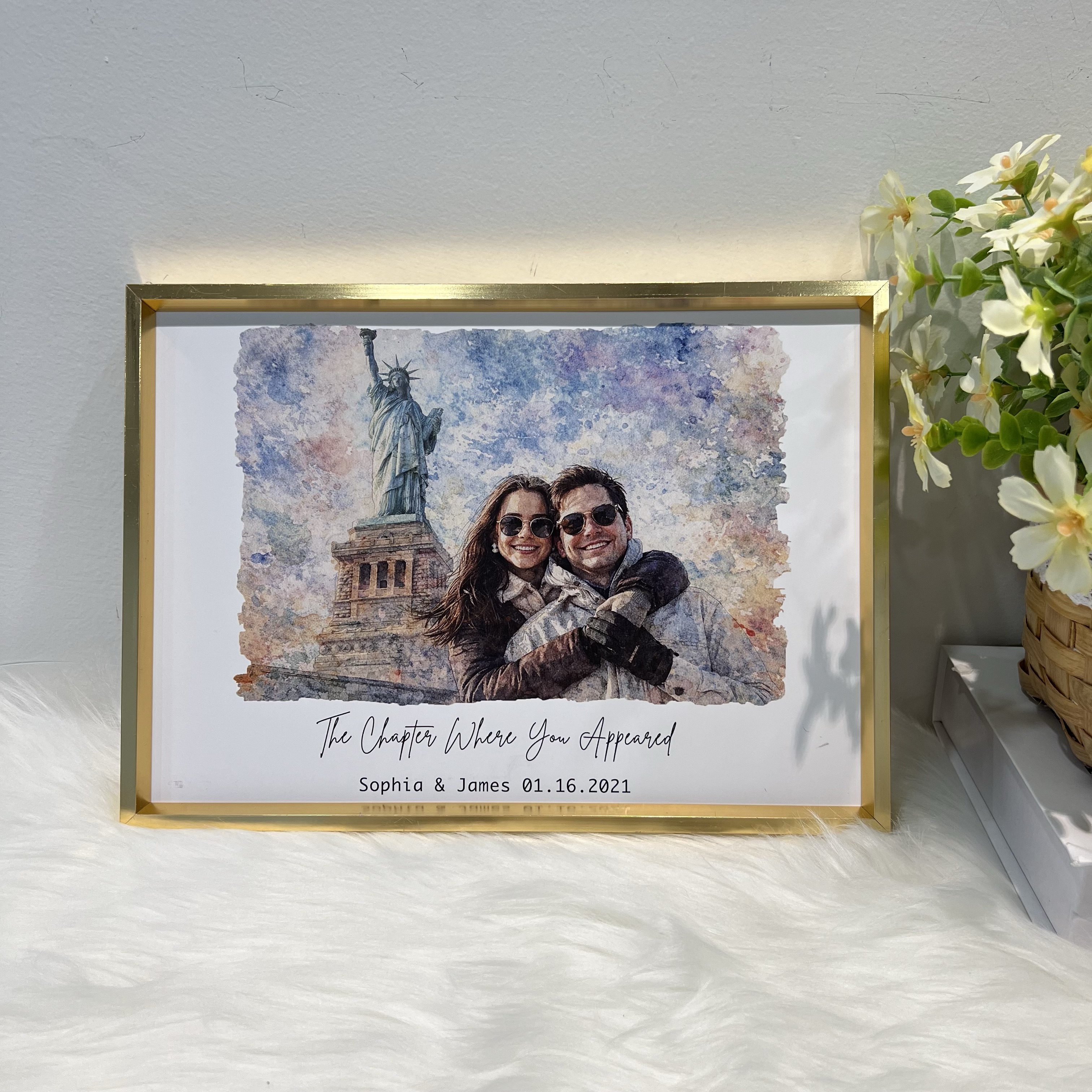Where Our Story Began❤️ – Personalized Watercolor Photo Frame
