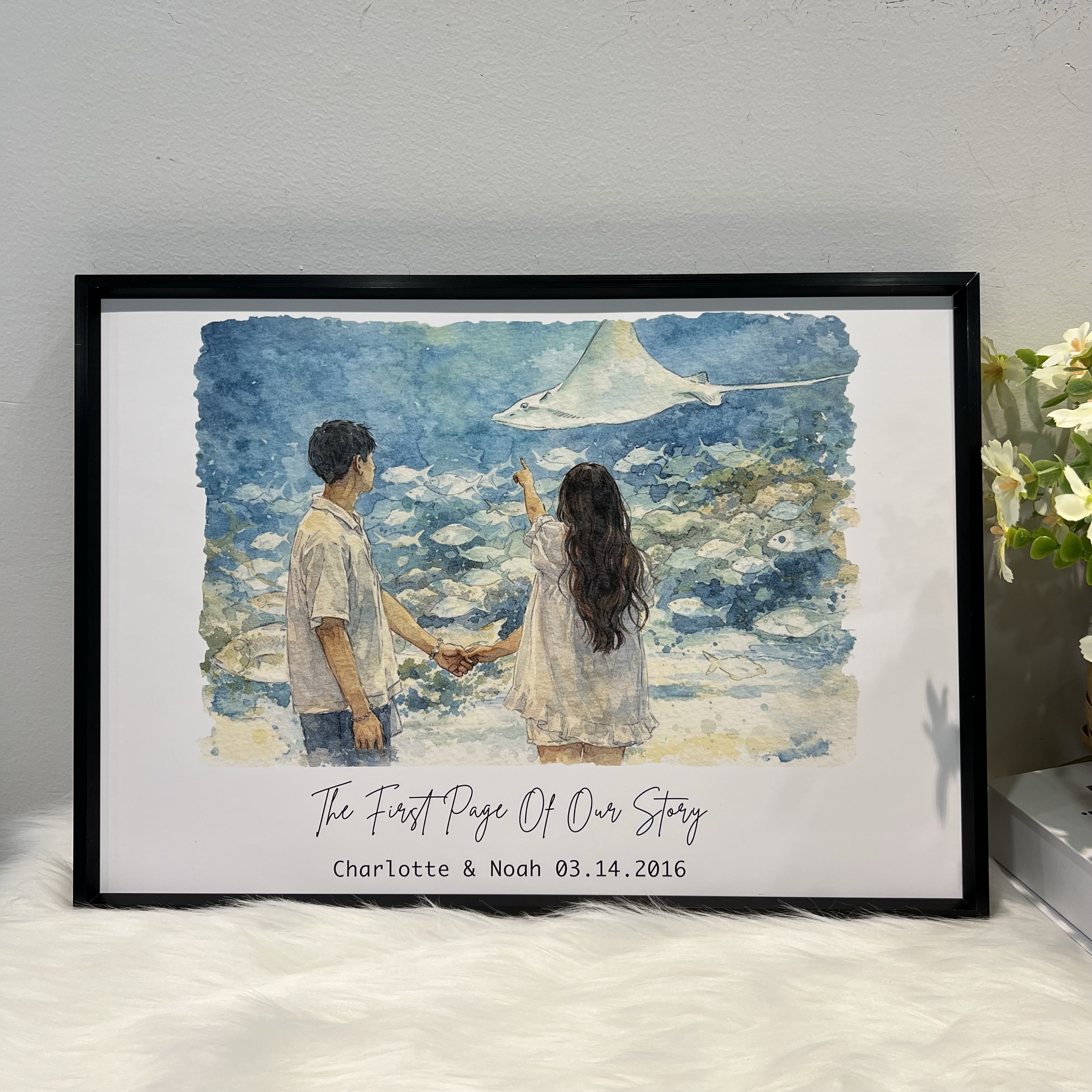 Where Our Story Began❤️ – Personalized Watercolor Photo Frame