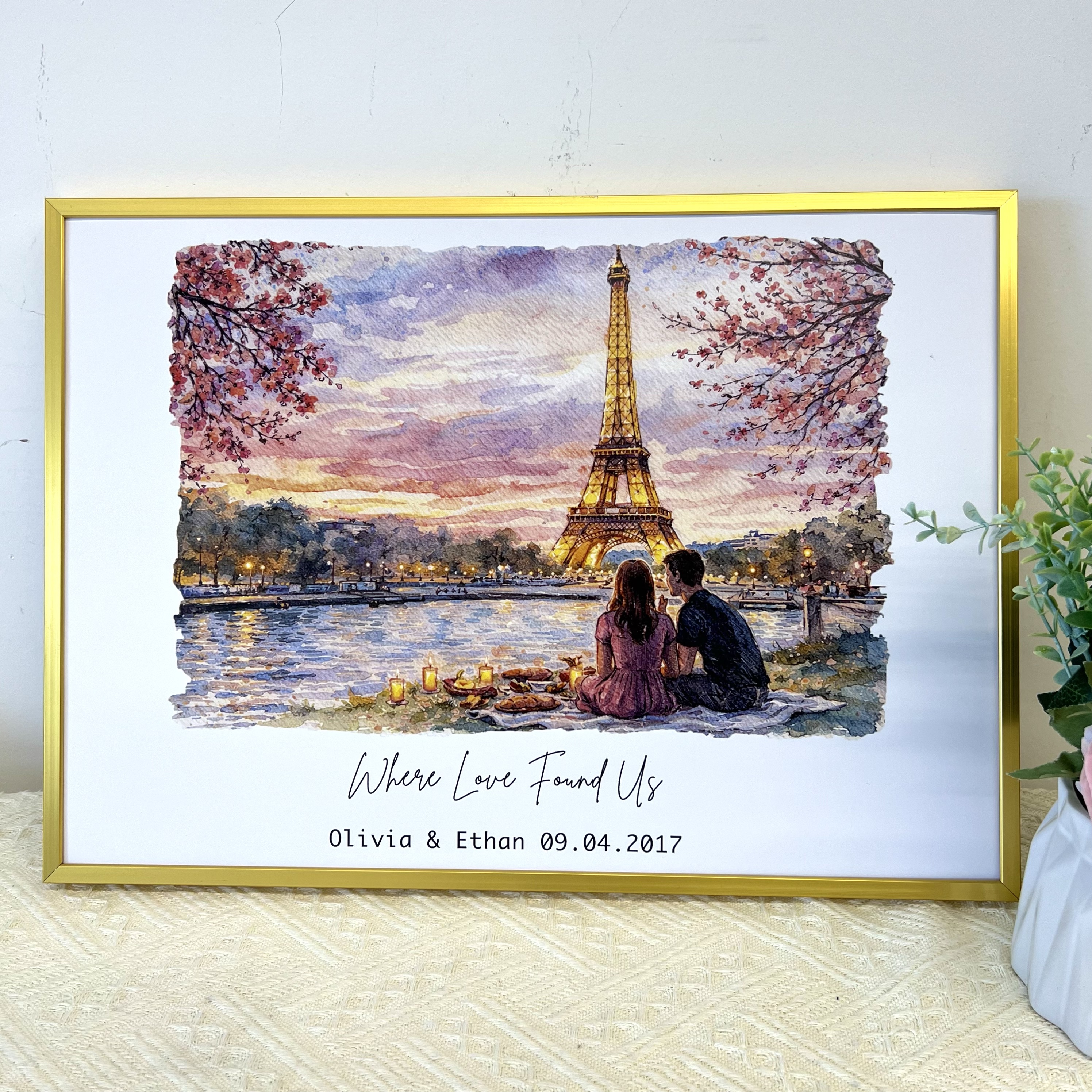 Where Our Story Began❤️ – Personalized Watercolor Photo Frame