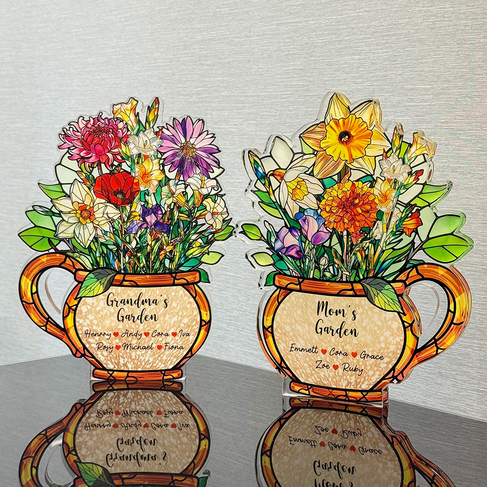 50%OFF💐Mom's Garden Birth Month Flower With Names Acrylic Block Plaque