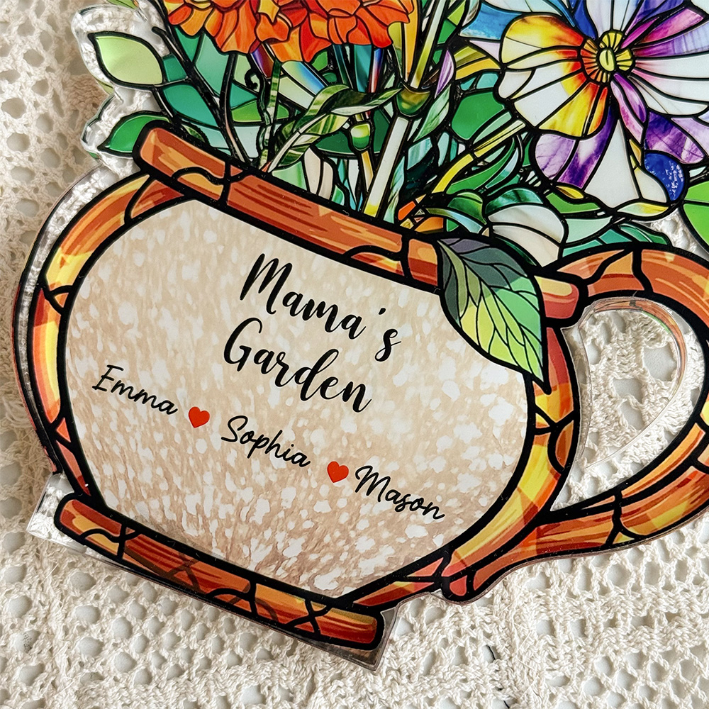 50%OFF💐Mom's Garden Birth Month Flower With Names Acrylic Block Plaque