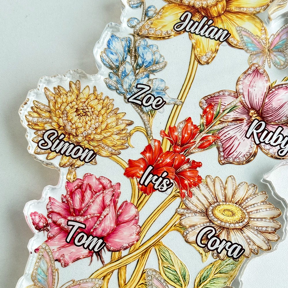 50%OFF⭐️Personalized Mom's Garden Birth Month Flower Acrylic Block Plaque