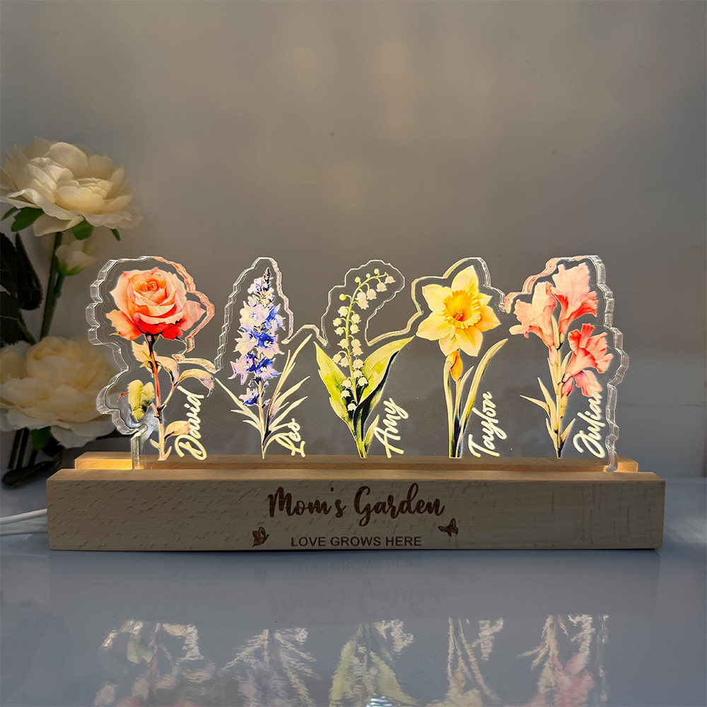 50%OFF❤️Mom's Garden Birth Flowers 3D 15mm Thick Acrylic Crystal Light