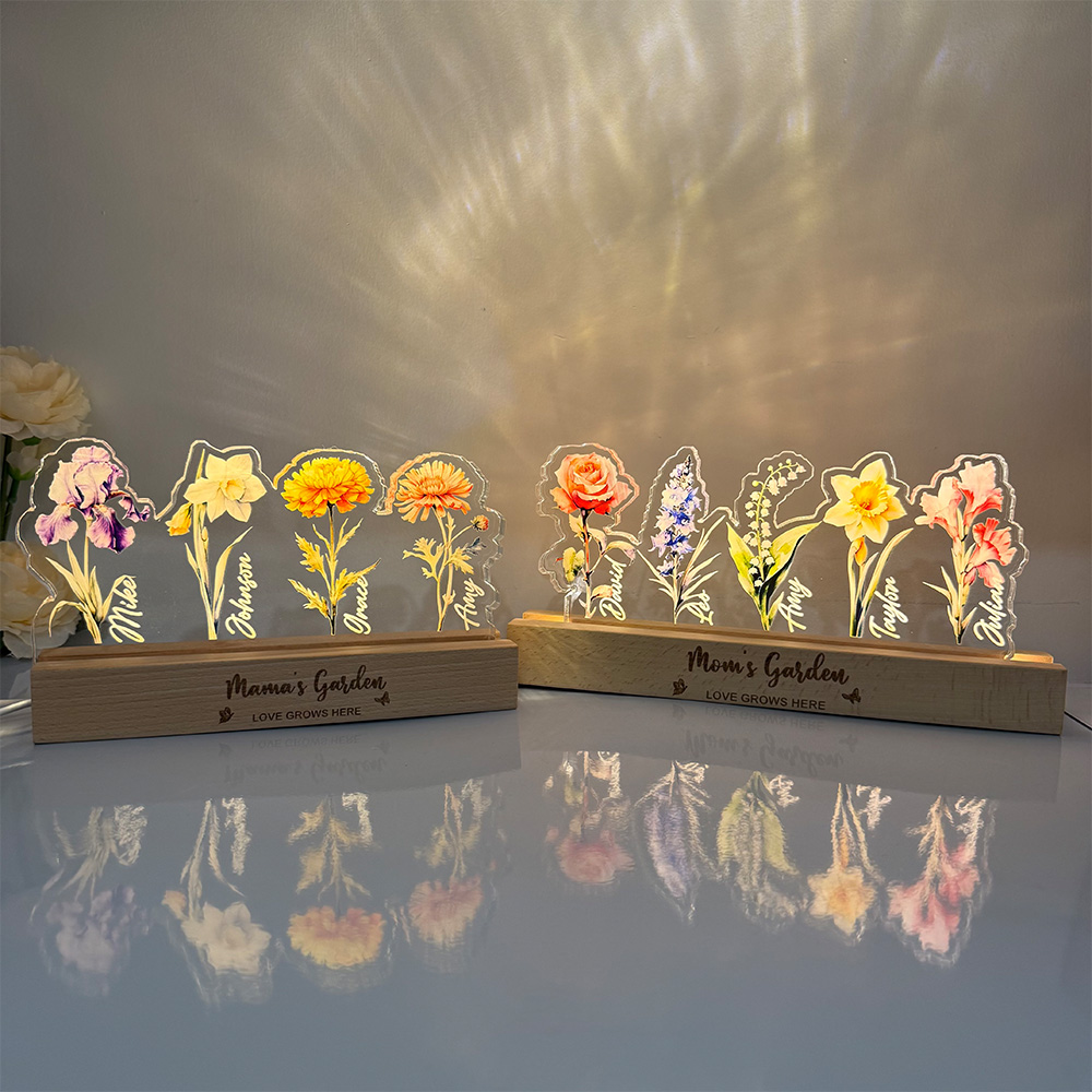 50%OFF❤️Mom's Garden Birth Flowers 3D 15mm Thick Acrylic Crystal Light