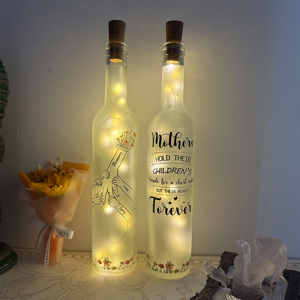 50%OFF⭐️Personalized Holding kid hands Mom Grandma Bottle Lamp