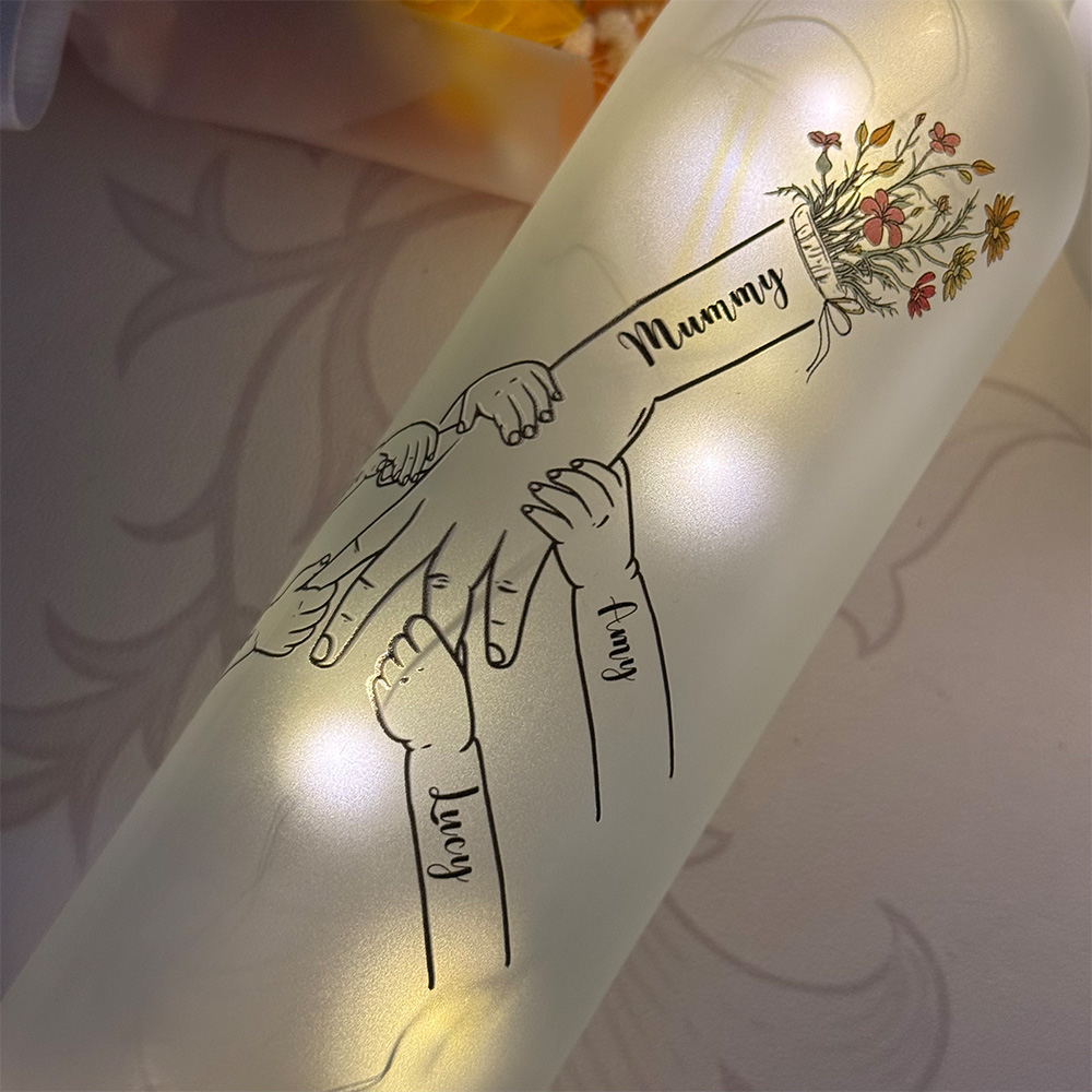 50%OFF⭐️Personalized Holding kid hands Mom Grandma Bottle Lamp