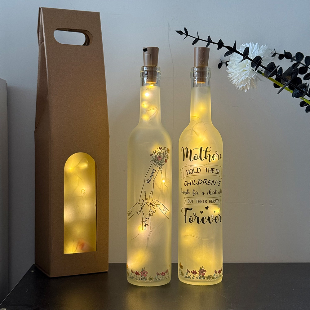 50%OFF⭐️Personalized Holding kid hands Mom Grandma Bottle Lamp