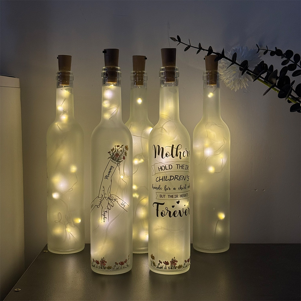 50%OFF⭐️Personalized Holding kid hands Mom Grandma Bottle Lamp