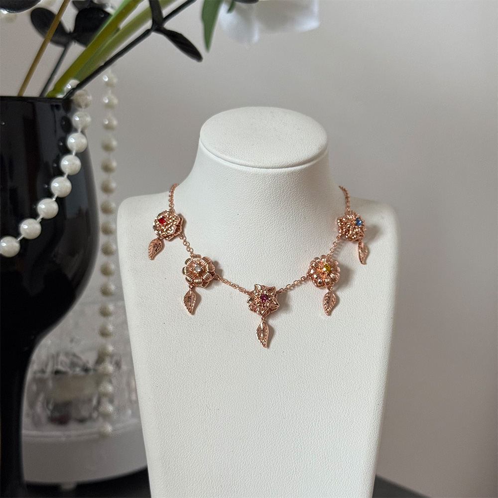 Personalized Birth Flower Fidget Spinner Necklace With Birthstone For Mom & Grandma