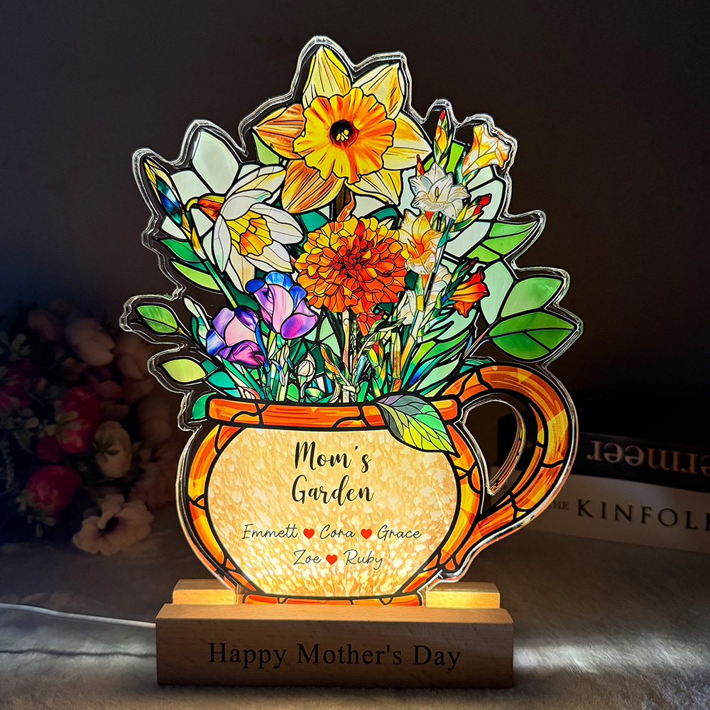 50%OFF💐Mom's Garden Birth Month Flower With Names Acrylic Block Plaque