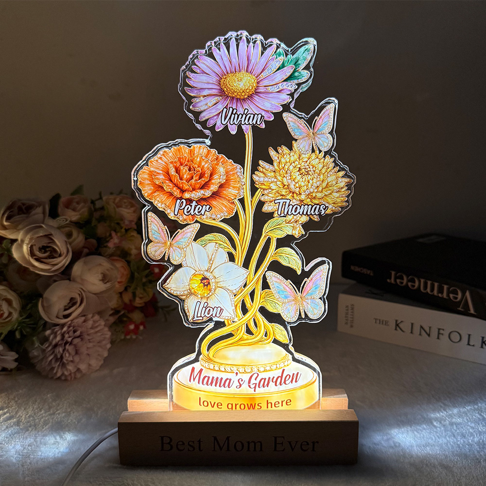 50%OFF⭐️Personalized Mom's Garden Birth Month Diamond Flower Acrylic Block Plaque