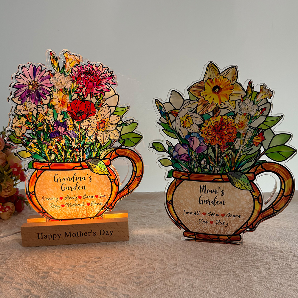 50%OFF💐Mom's Garden Birth Month Flower With Names Acrylic Block Plaque