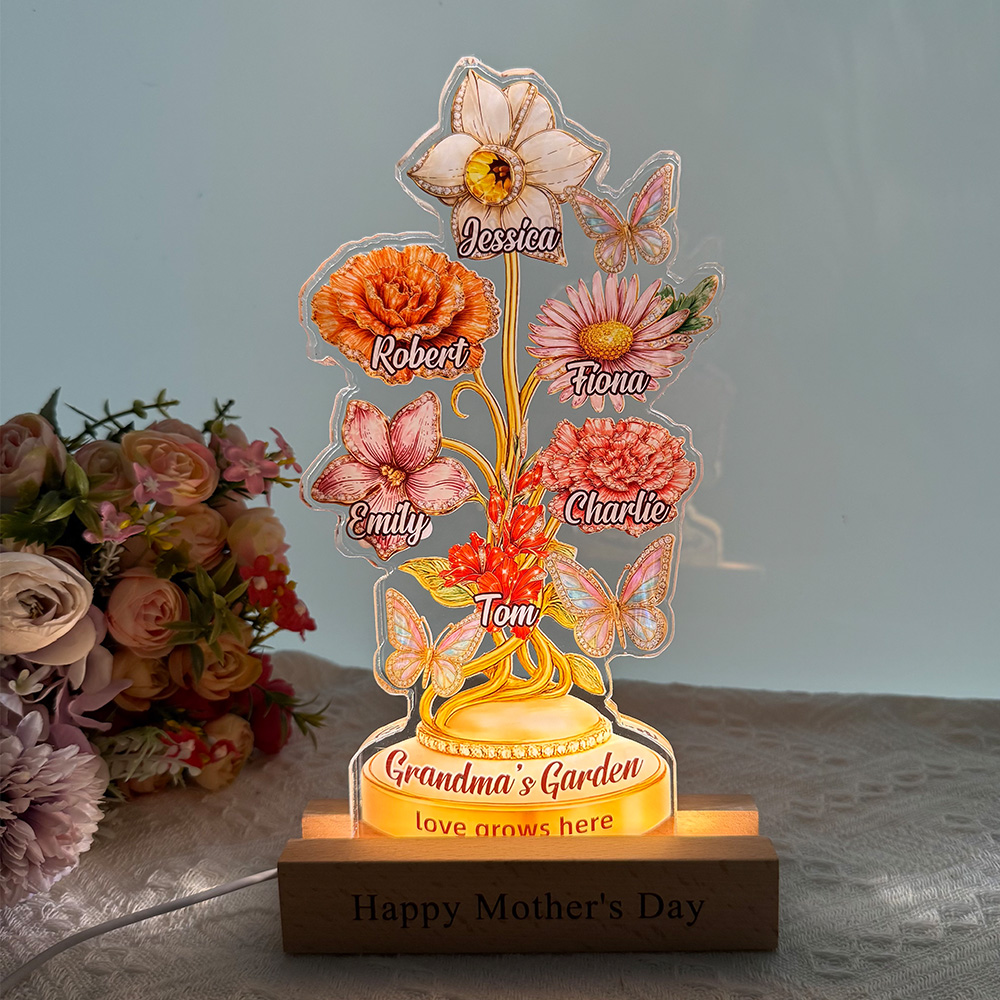 50%OFF⭐️Personalized Mom's Garden Birth Month Diamond Flower Acrylic Block Plaque