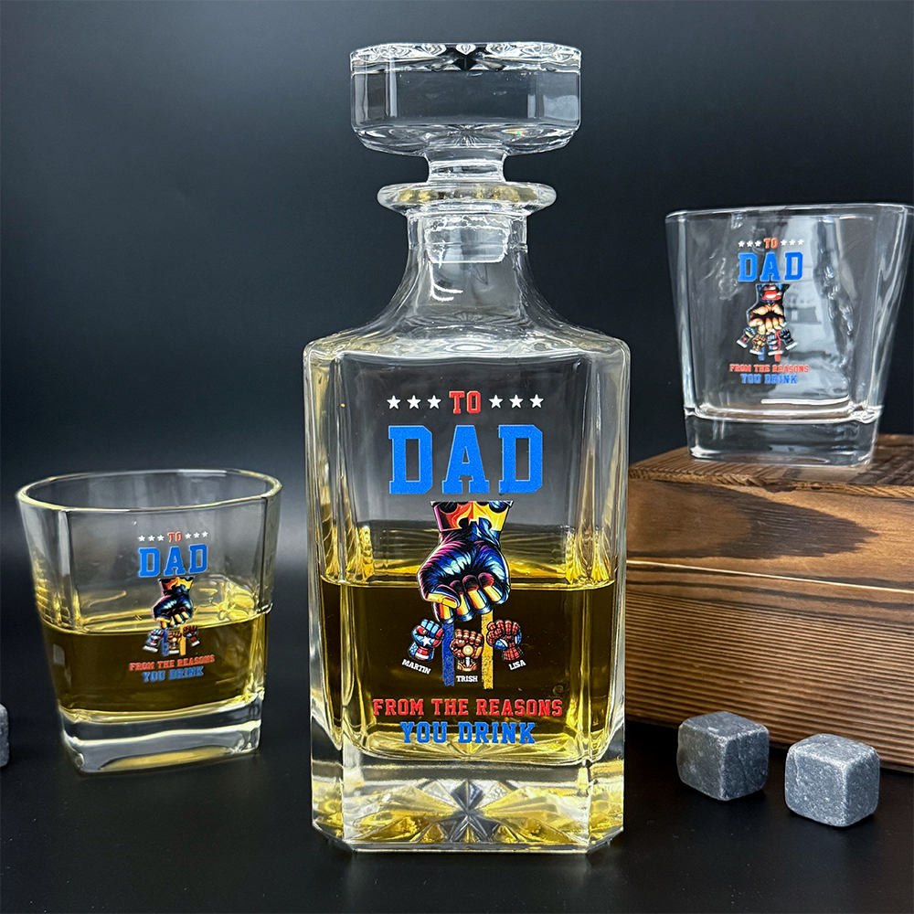 50%OFF ⭐️ To Dad From The Reasons You Drink-Custom Superhero Fist Bump Whiskey Bottle Cup Gift Set
