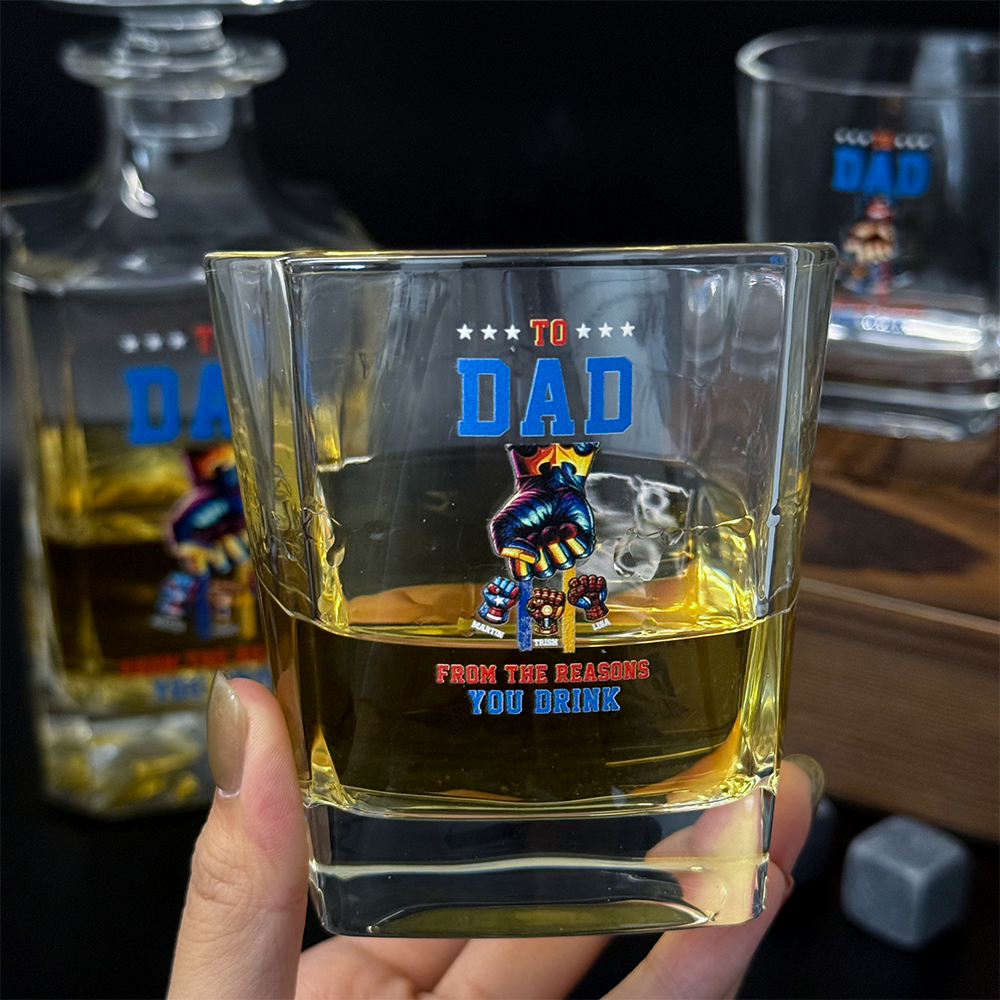 50%OFF ⭐️ To Dad From The Reasons You Drink-Custom Superhero Fist Bump Whiskey Bottle Cup Gift Set