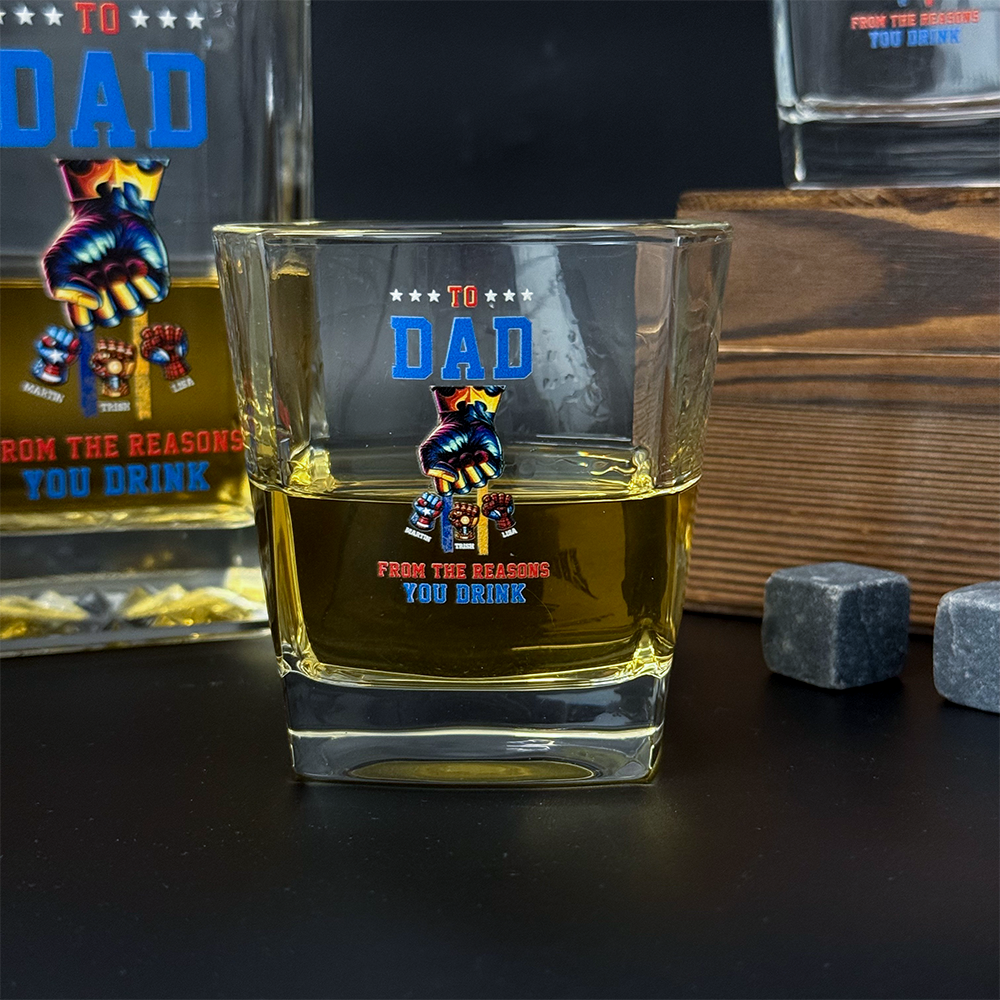 50%OFF ⭐️ To Dad From The Reasons You Drink-Custom Superhero Fist Bump Whiskey Bottle Cup Gift Set