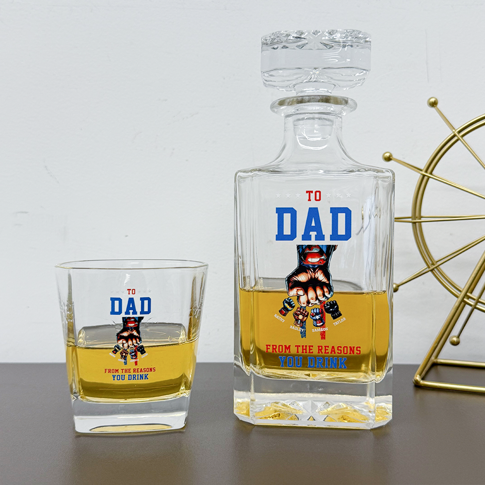 50%OFF ⭐️ To Dad From The Reasons You Drink-Custom Superhero Fist Bump Whiskey Bottle Cup Gift Set