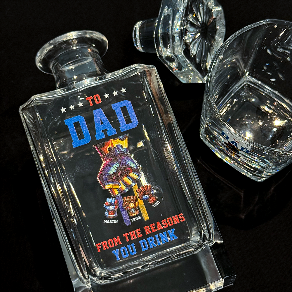 50%OFF ⭐️ To Dad From The Reasons You Drink-Custom Superhero Fist Bump Whiskey Bottle Cup Gift Set