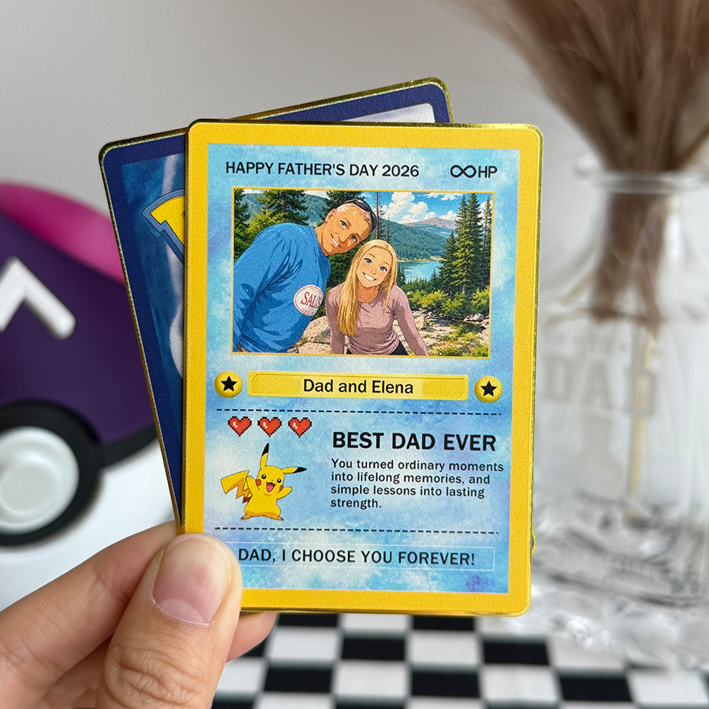 Custom Anime Photo "Best Dad Ever" Trading Card Pokecard