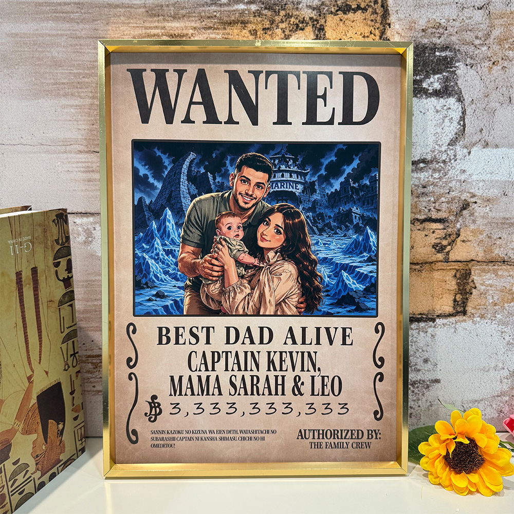 Custom Dad Anime Wanted Portrait, Pirate Theme Frame Gift⚓