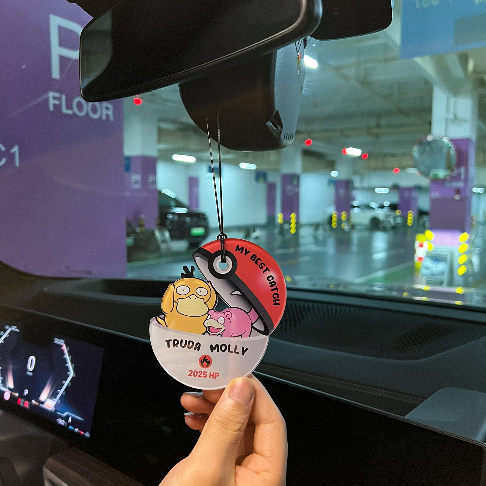 Custom Pokemon Car Charm, DRIVE SAFE MY BEST CATCH Car Charm Gift