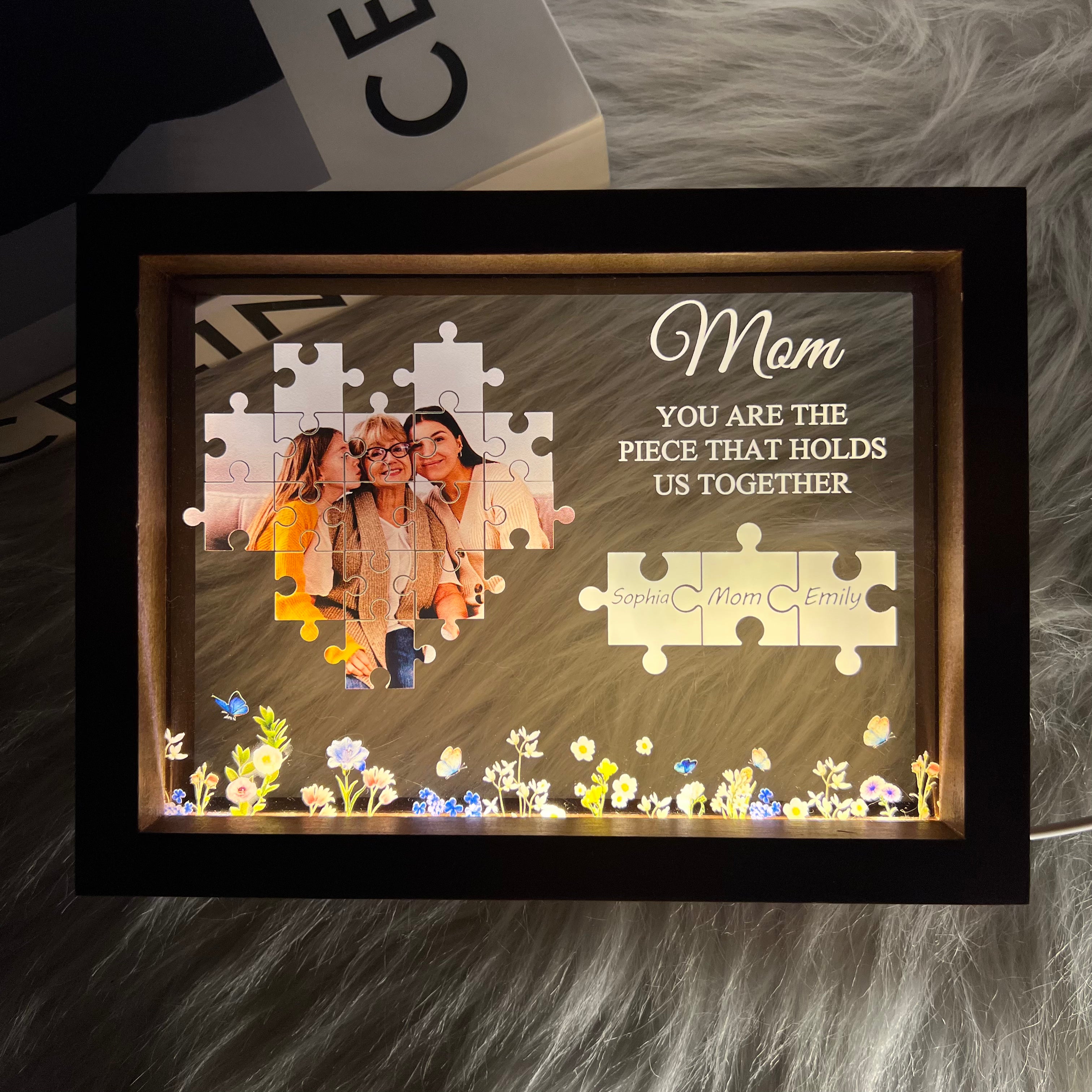Personalized Photo Names Puzzle Light Frame Mom You Are The Piece That Holds Us Together