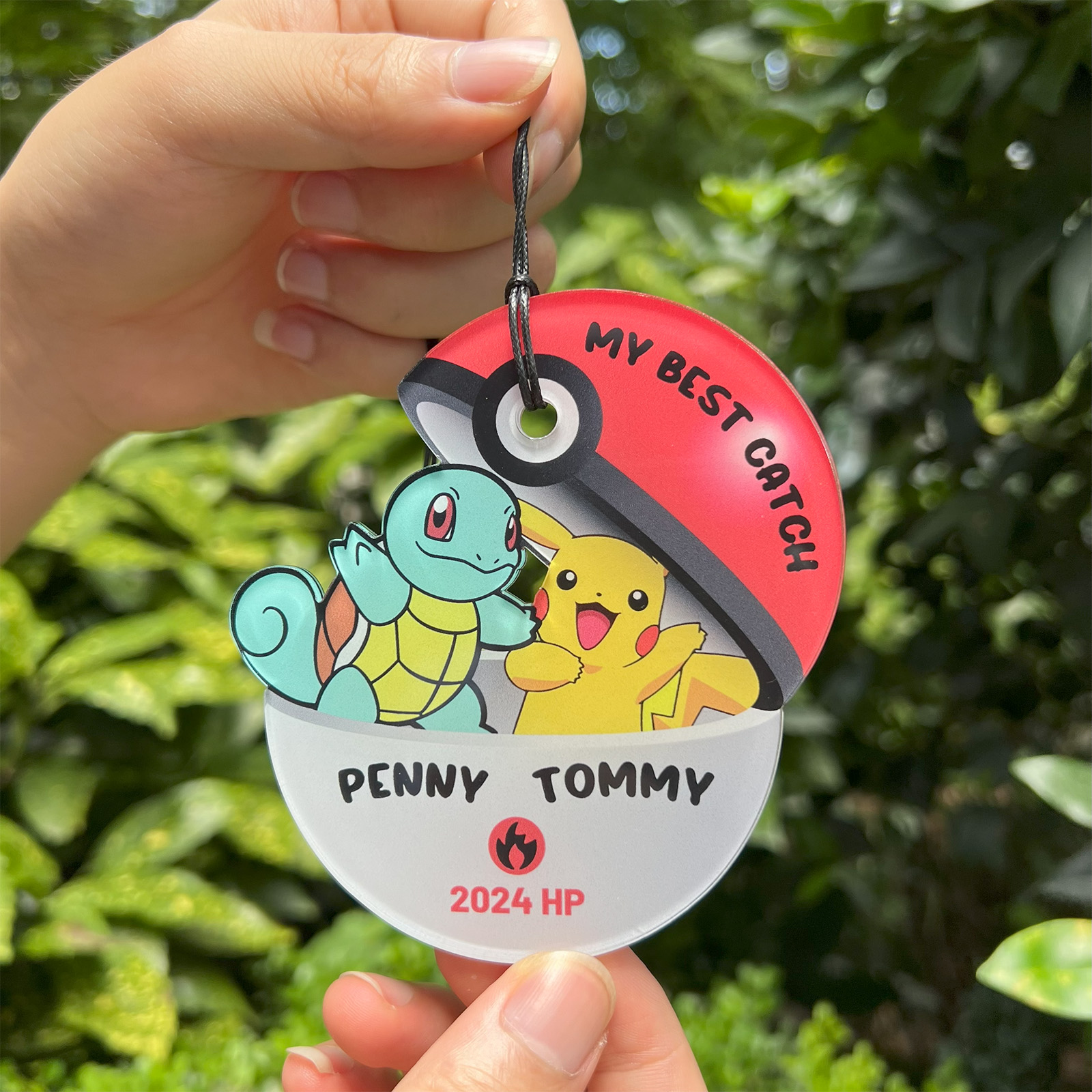 Custom Pokemon Car Charm, DRIVE SAFE MY BEST CATCH Car Charm Gift