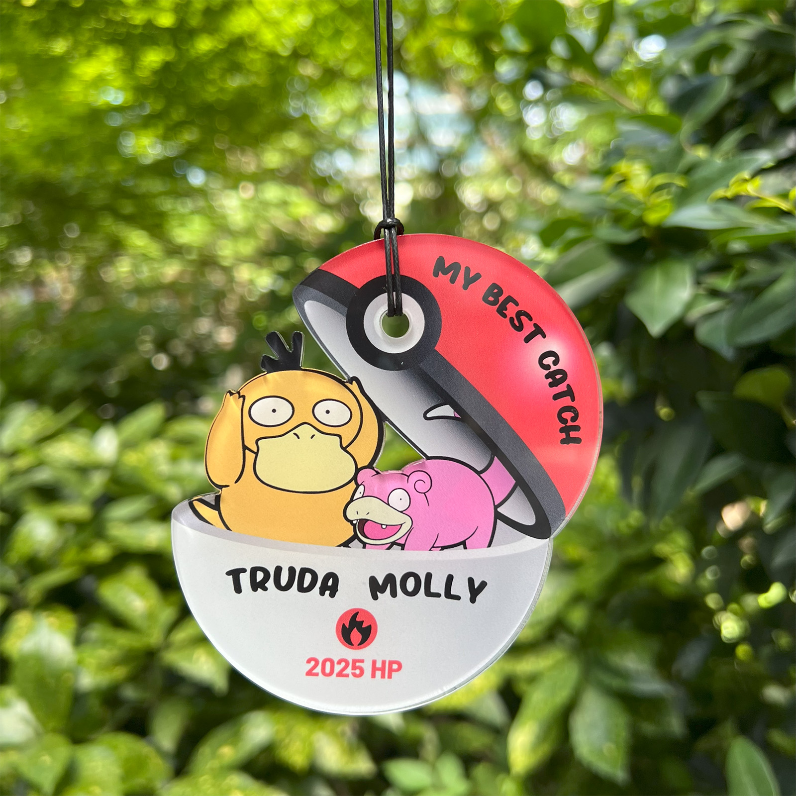 Custom Pokemon Car Charm, DRIVE SAFE MY BEST CATCH Car Charm Gift