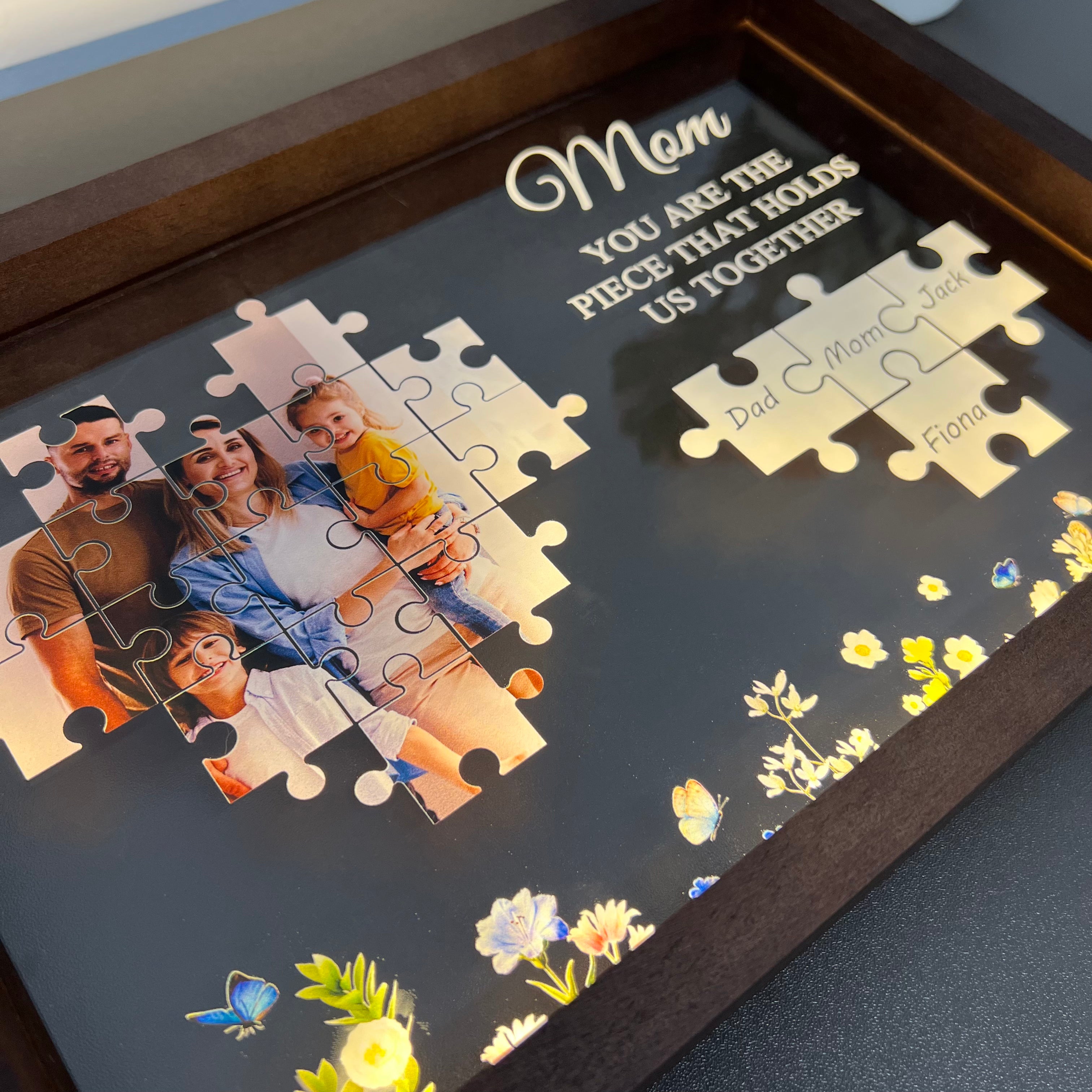 Personalized Photo Names Puzzle Light Frame Mom You Are The Piece That Holds Us Together