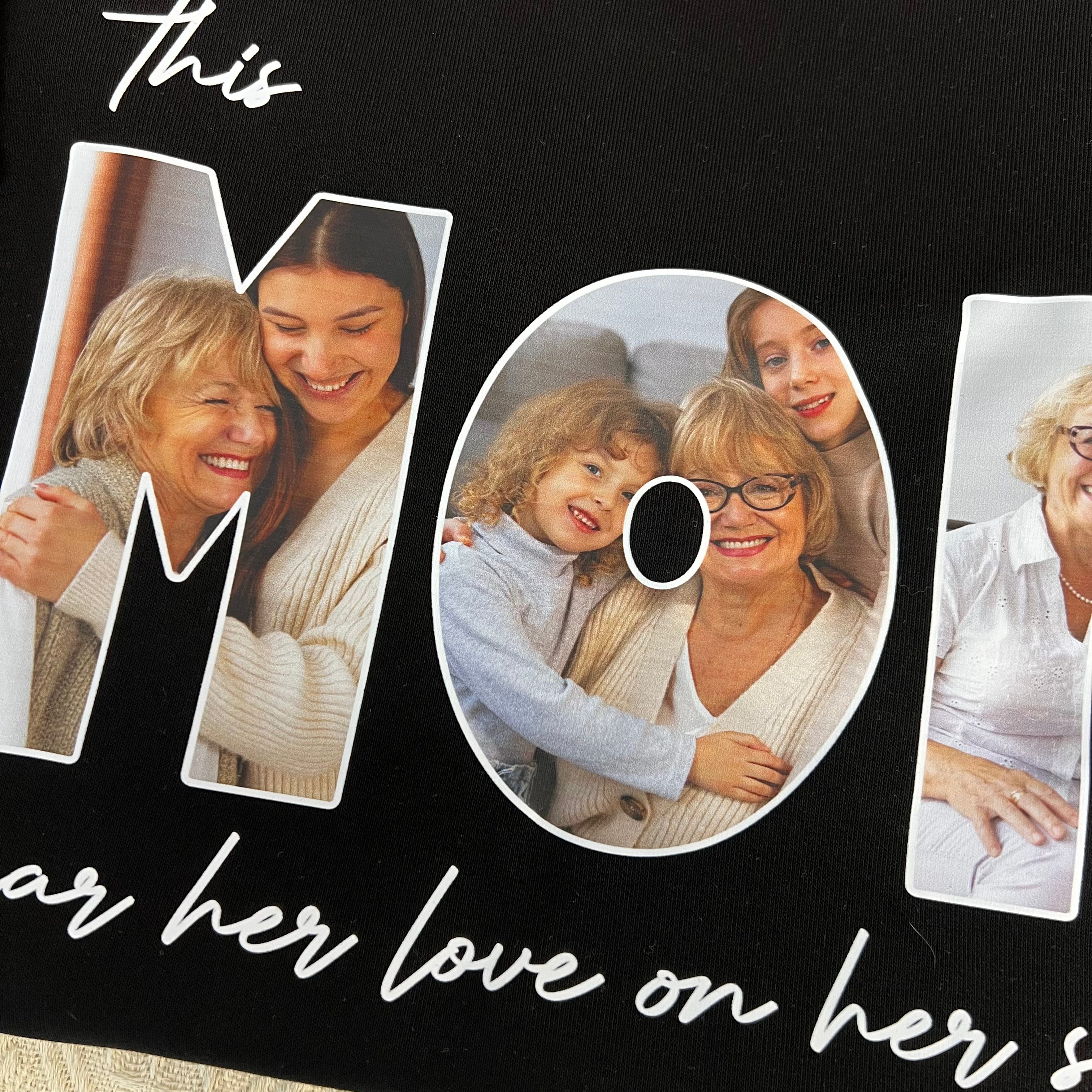 Custom This MAMA wears her love on her sleeve Photo Sweatshirt