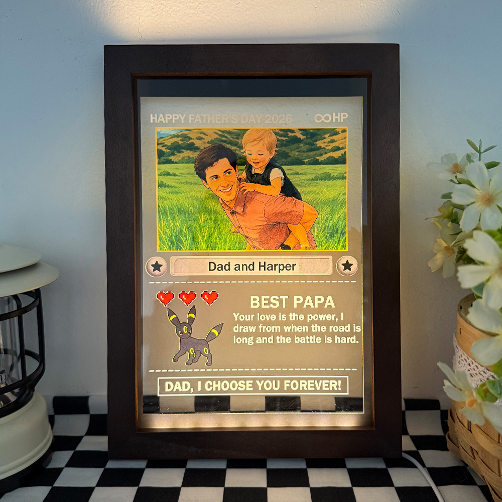 Custom Anime Photo "Best Dad Ever" Base Set Card Pokecard LED Night Light Frame
