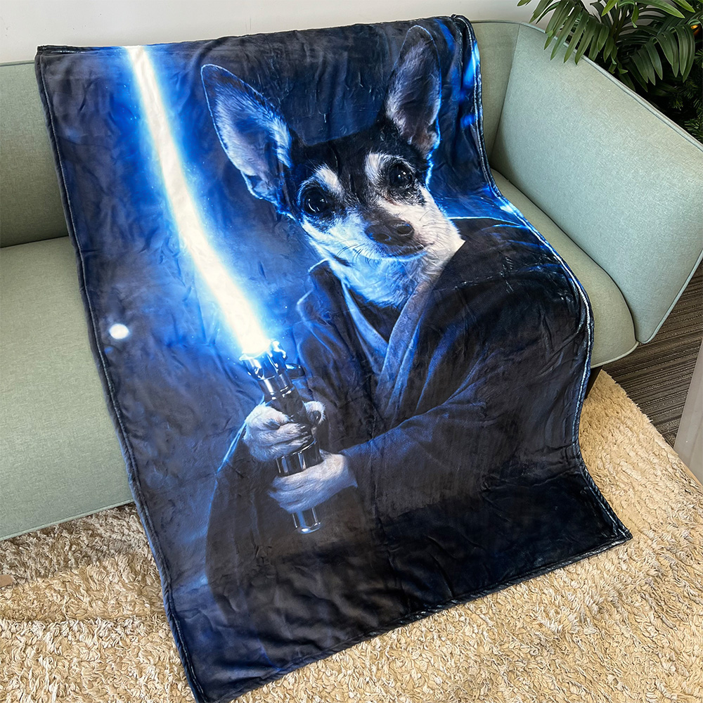 Custom Lightsaber Galactic Hero Pet Portrait Blanket🌍