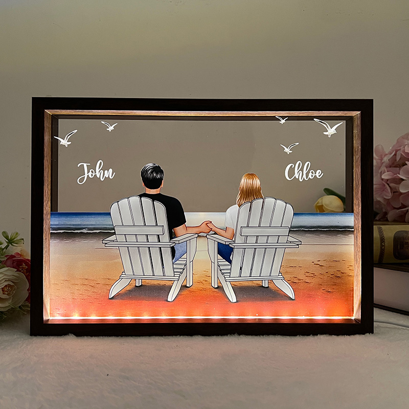 You & Me Beach Love Custom LED Frame