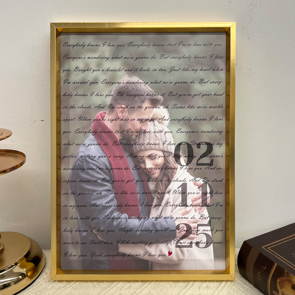 Custom Song Lyrics Couple Photo Frame, Wedding Anniversary Gift