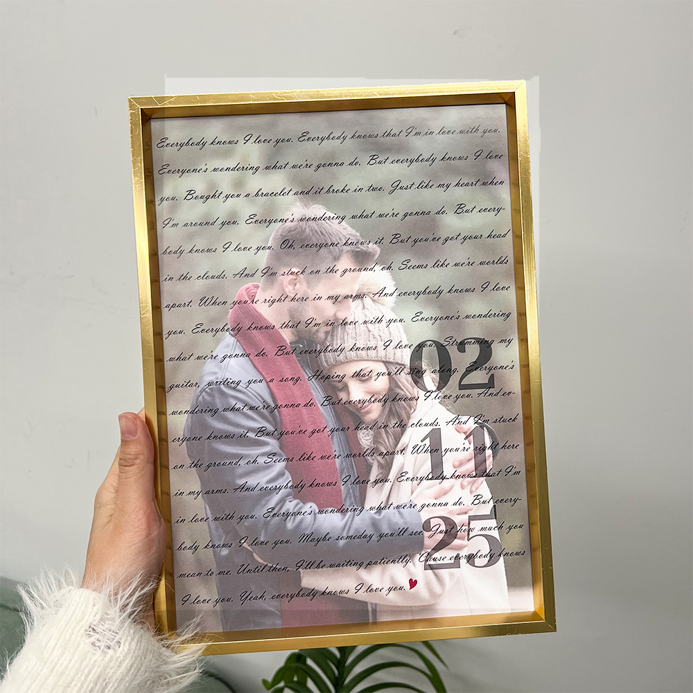Custom Song Lyrics Couple Photo Frame, Wedding Anniversary Gift