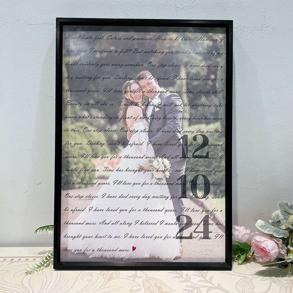 Custom Song Lyrics Couple Photo Frame, Wedding Anniversary Gift
